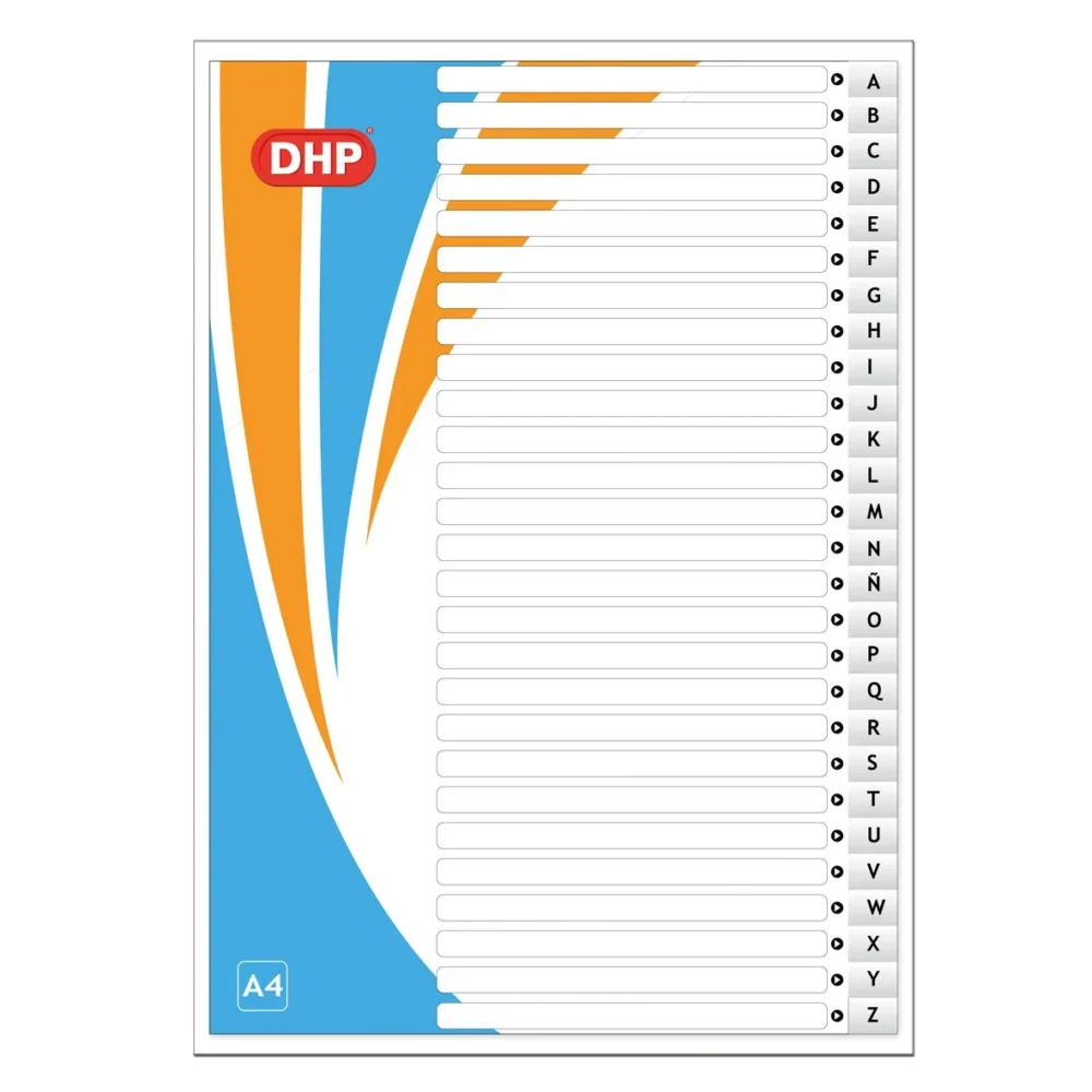 Separadores polipropileno A4, juego de índice A-Z