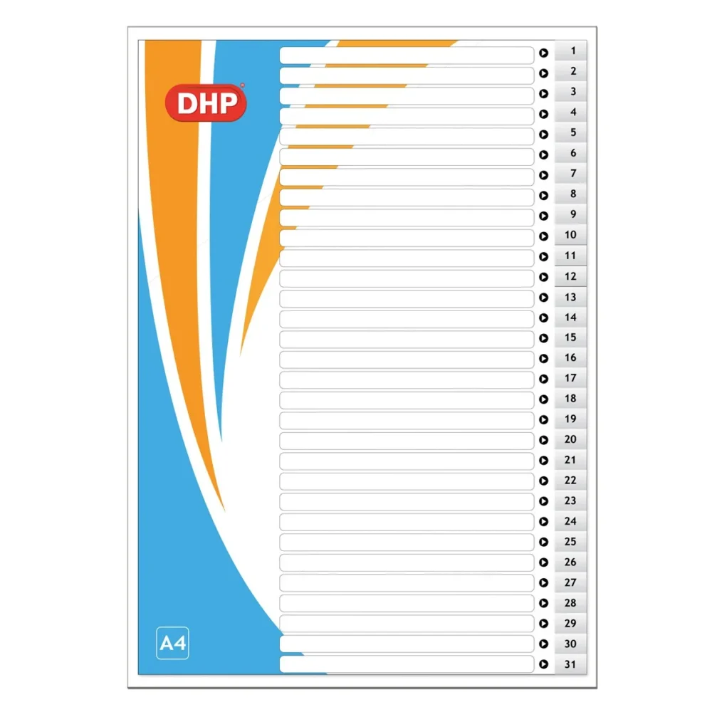 Separadores polipropileno A4, juego de índice 1-31