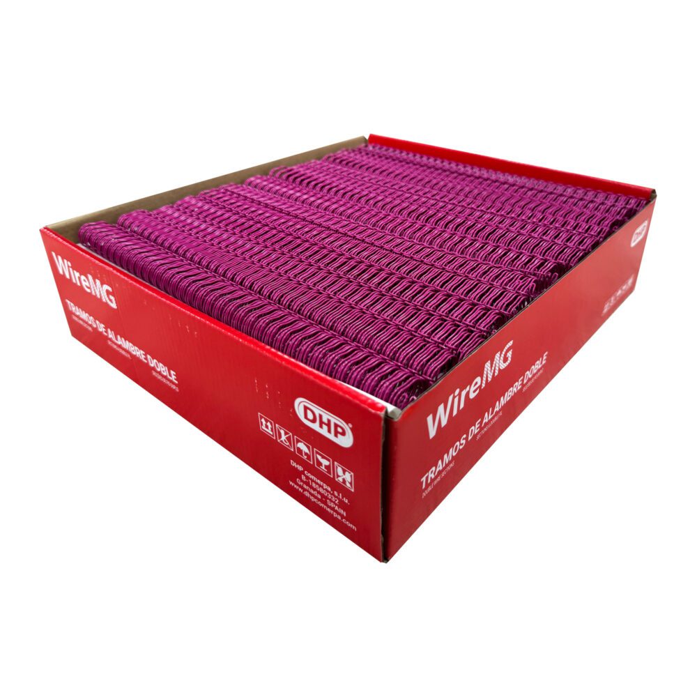 caja de wire-o en tramos color fucsia paso 2:1